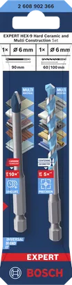 Bosch EXPERT HEX-9 硬陶瓷和多結構鑽頭套裝 6 毫米。